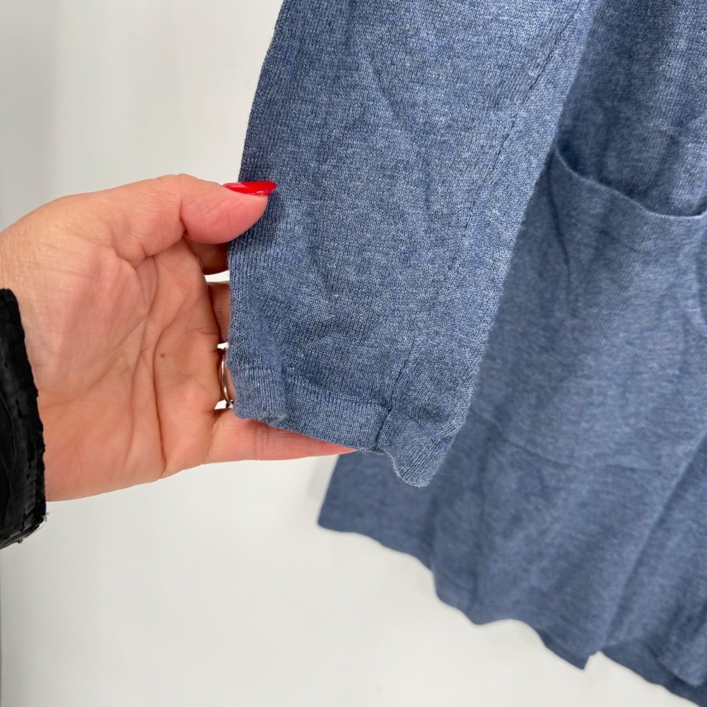 J Jill Cardigan Sweater Blue Petite Knit V Neck Button Front Pockets small - Picture 5 of 9